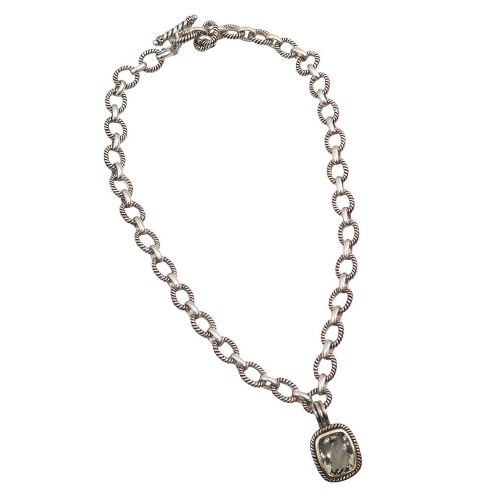 MICHELLE ALBALA 925 Sterling silver cable link chain necklace w pendant